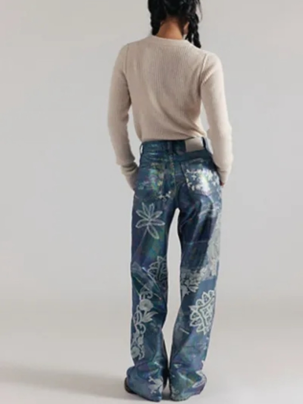 We The Free Tinsley Printed High-Rise Illusions Jeans-Lace Luster - Picture 3 of 6